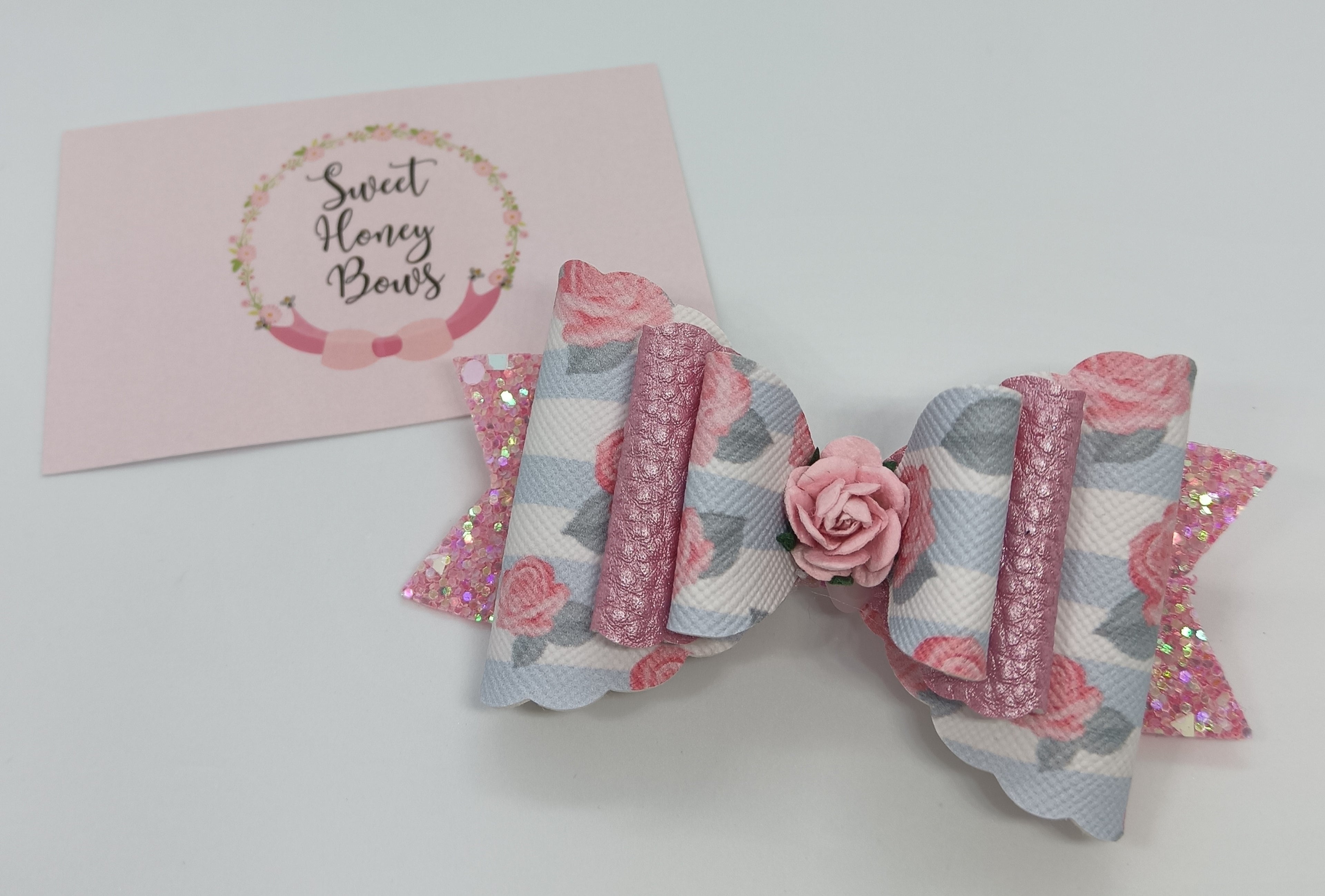 Stripy Rose Bow