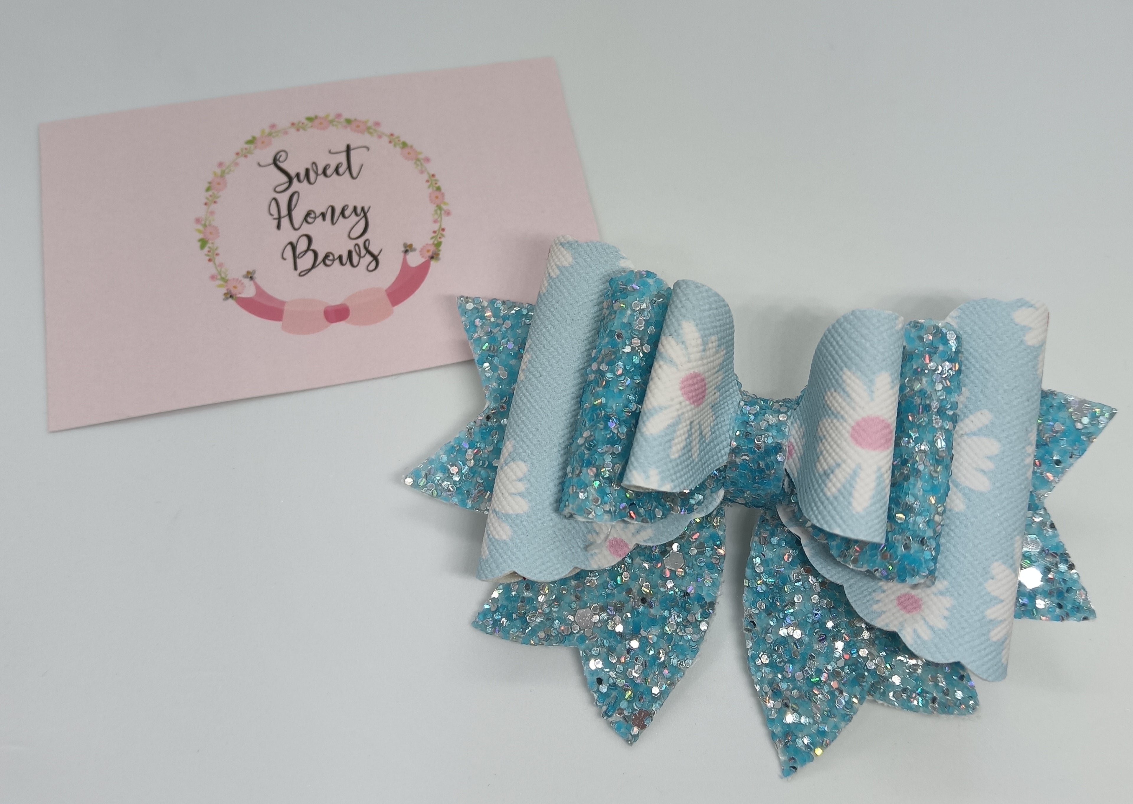 Blue Daisy Bow