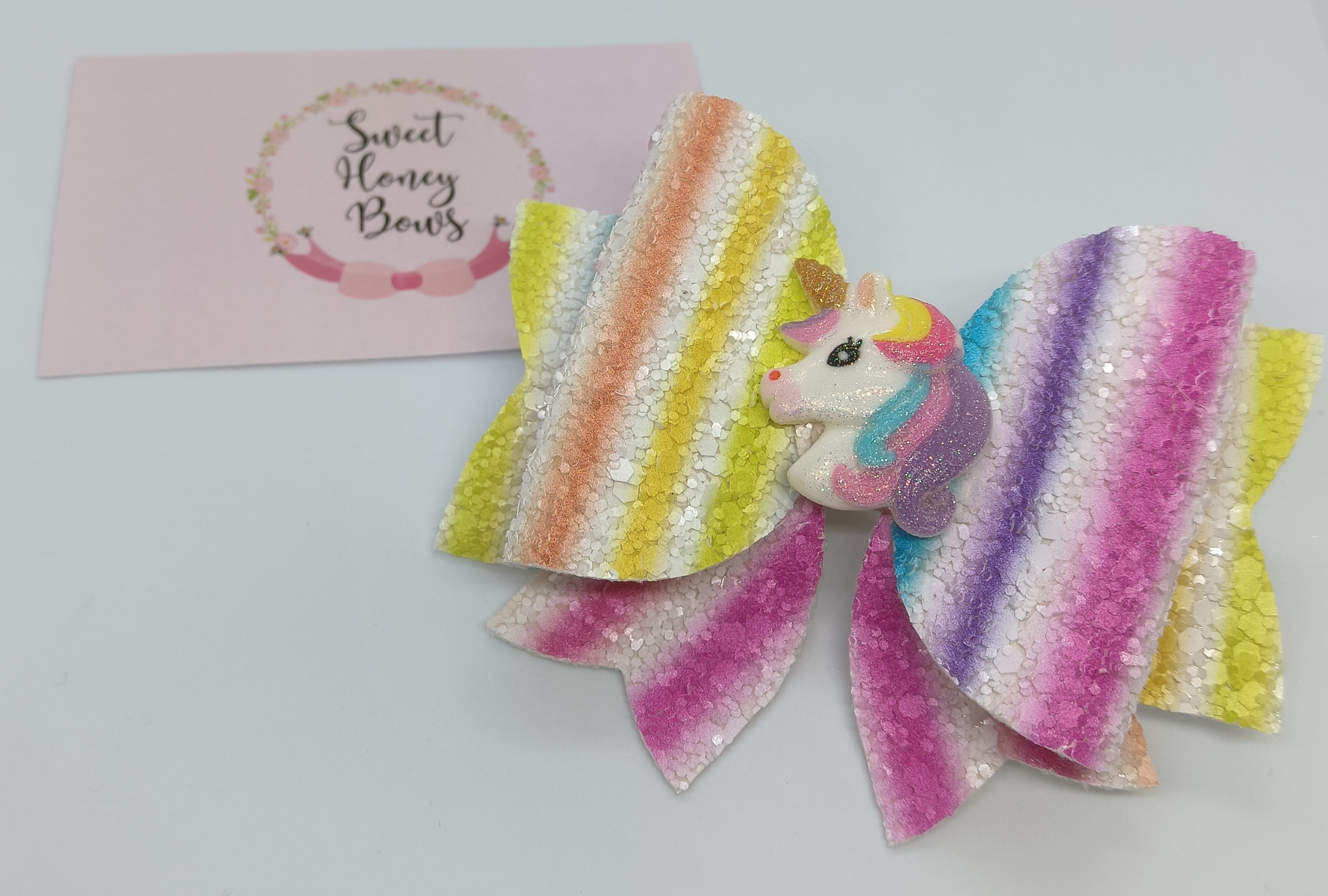 Stripy Unicorn Bow
