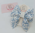 Blue Vintage Floral Bow