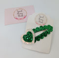 Green Glitter Heart Clip