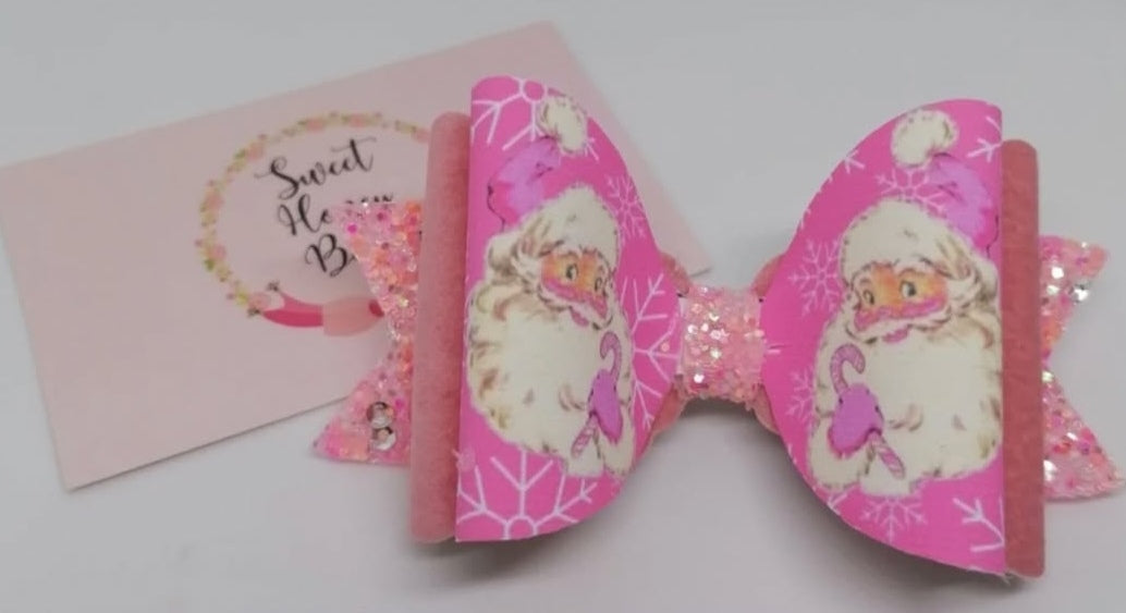 Pink Santa Bow