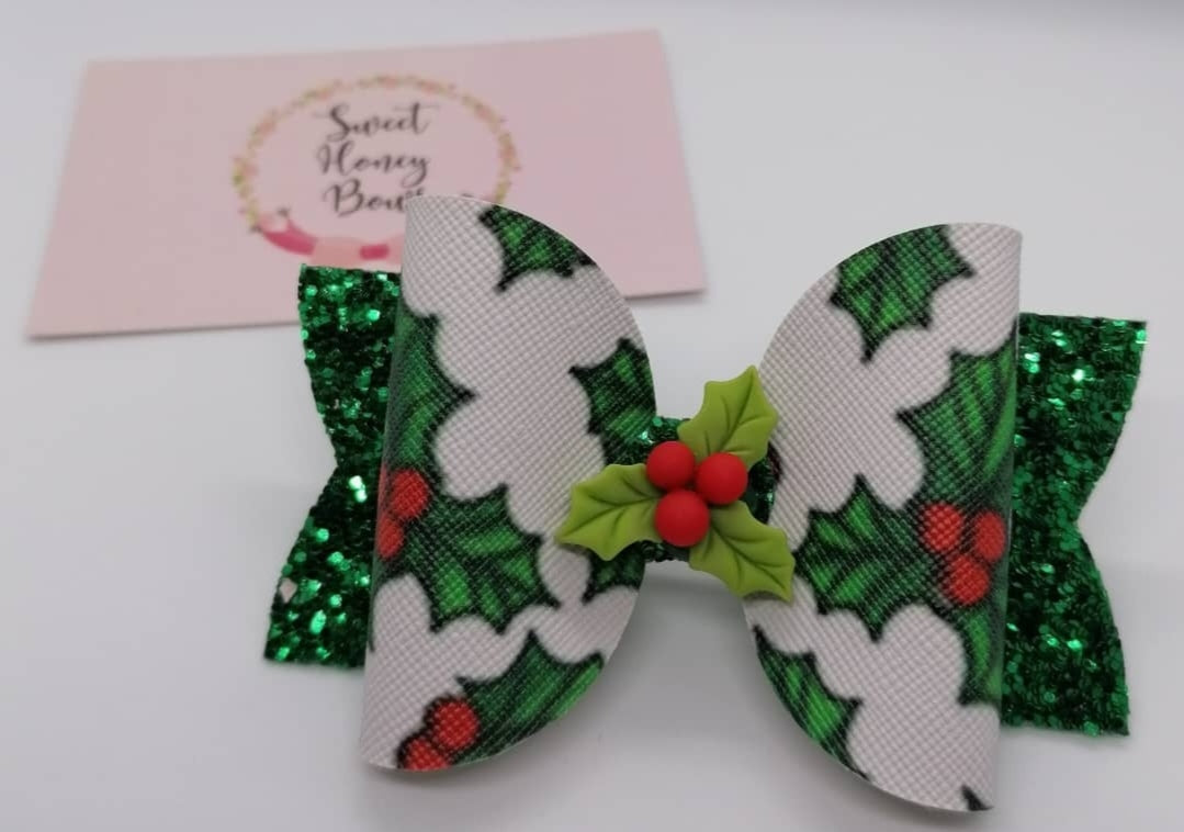 Festive Holly Bow