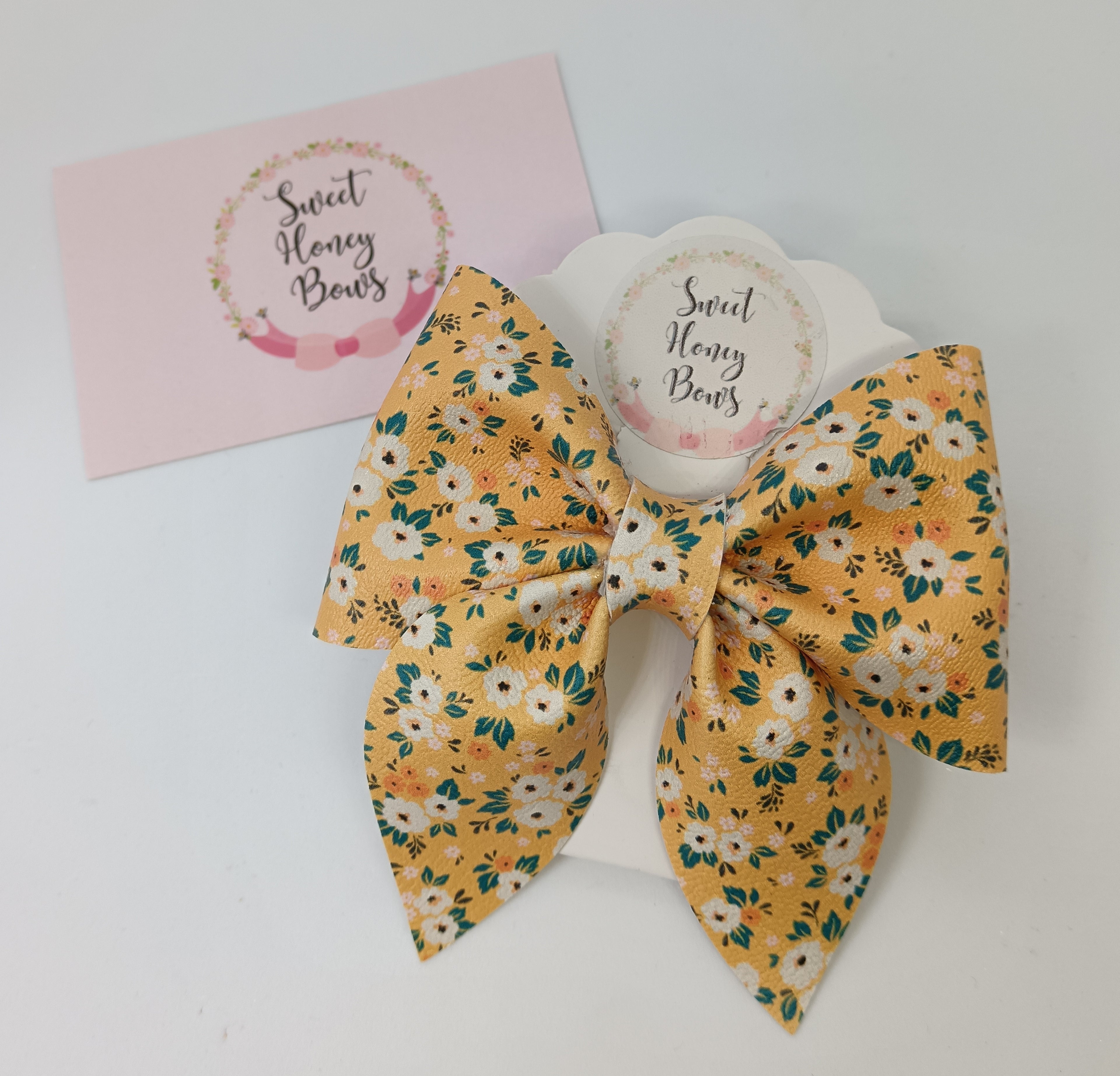 Yellow Floral Bow