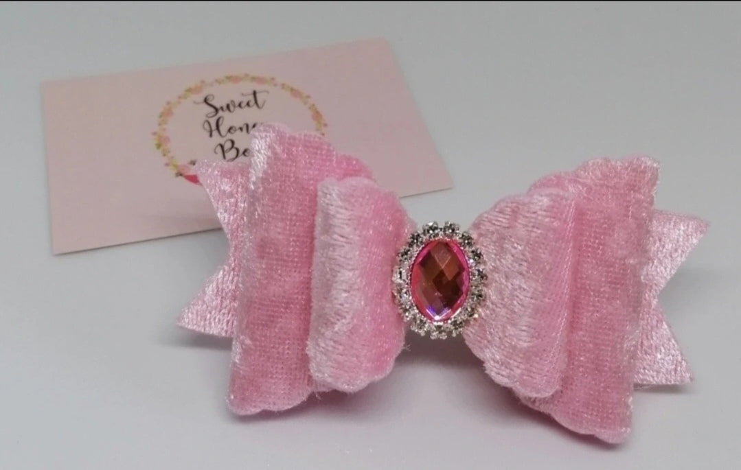Pink Velvet Crush Bow